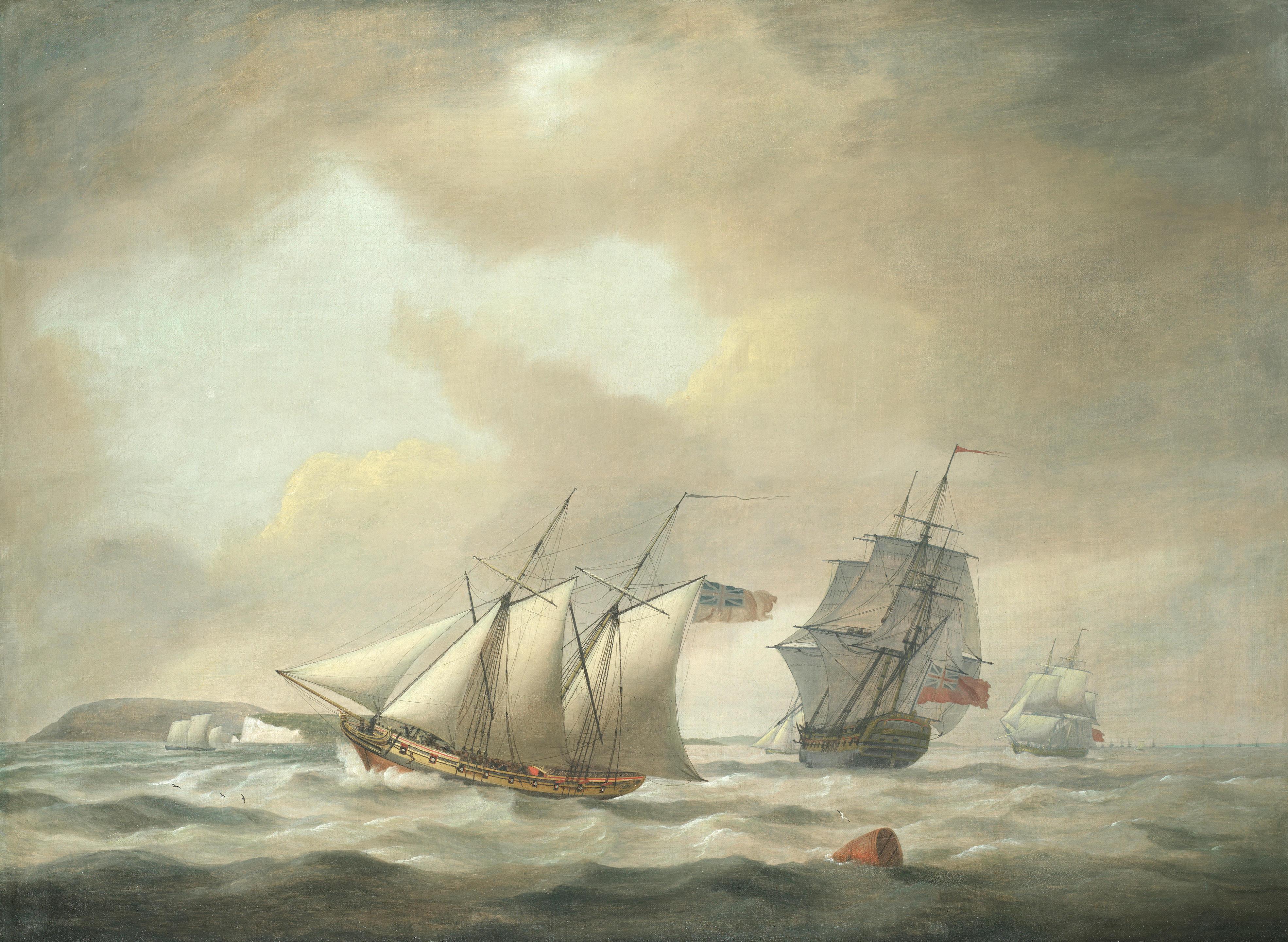 A naval schooner with other shipping off Dover | Art.Salon