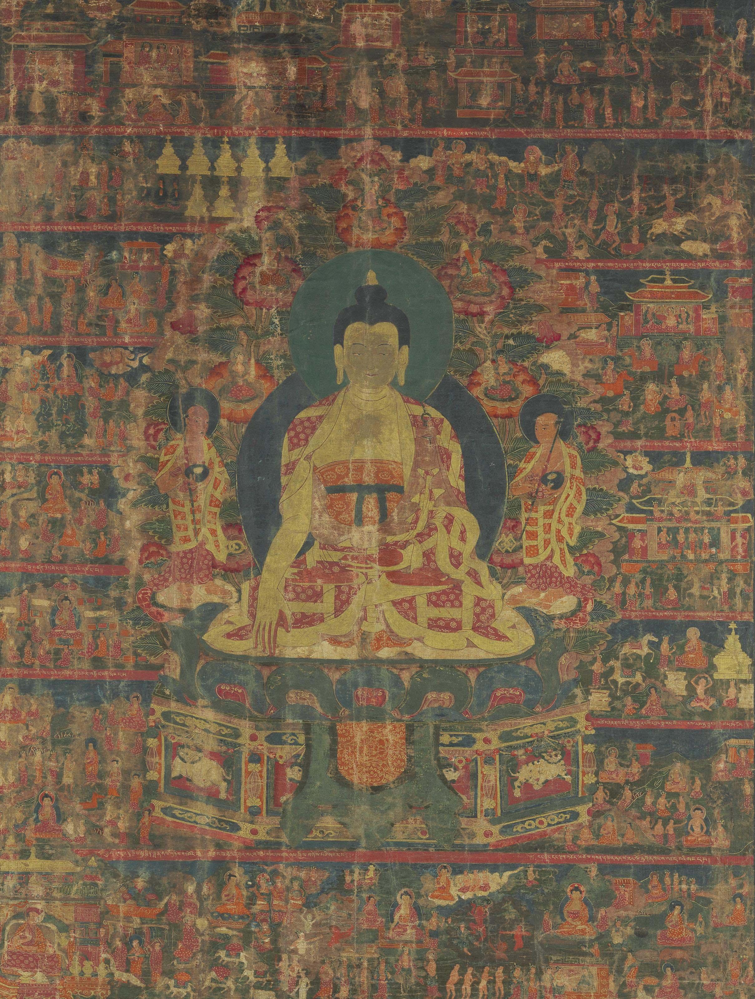 A Painting Of Shakyamuni Buddha With His Life Scenes | Art.Salon