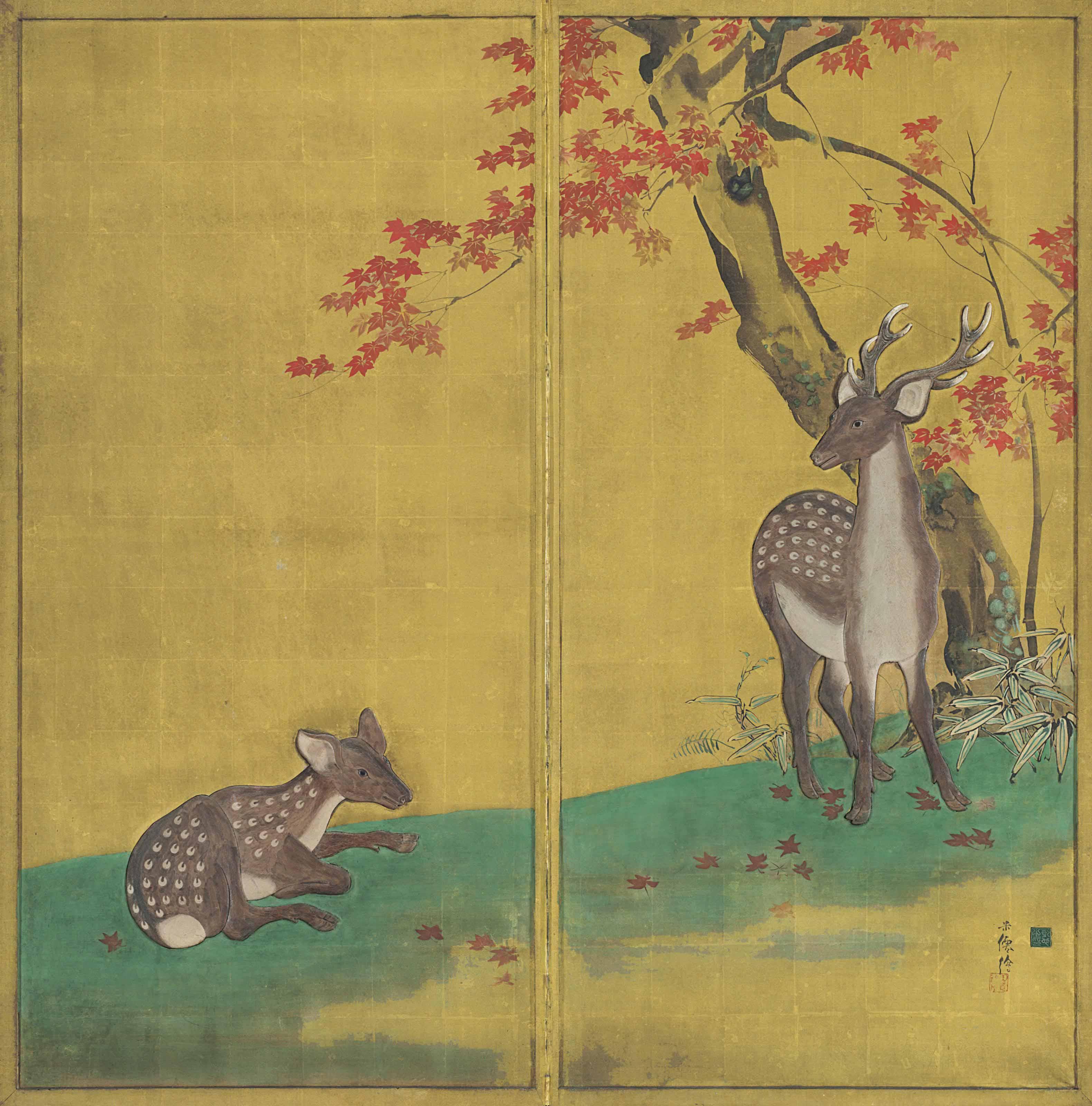 Deer beneath a maple tree | Art.Salon