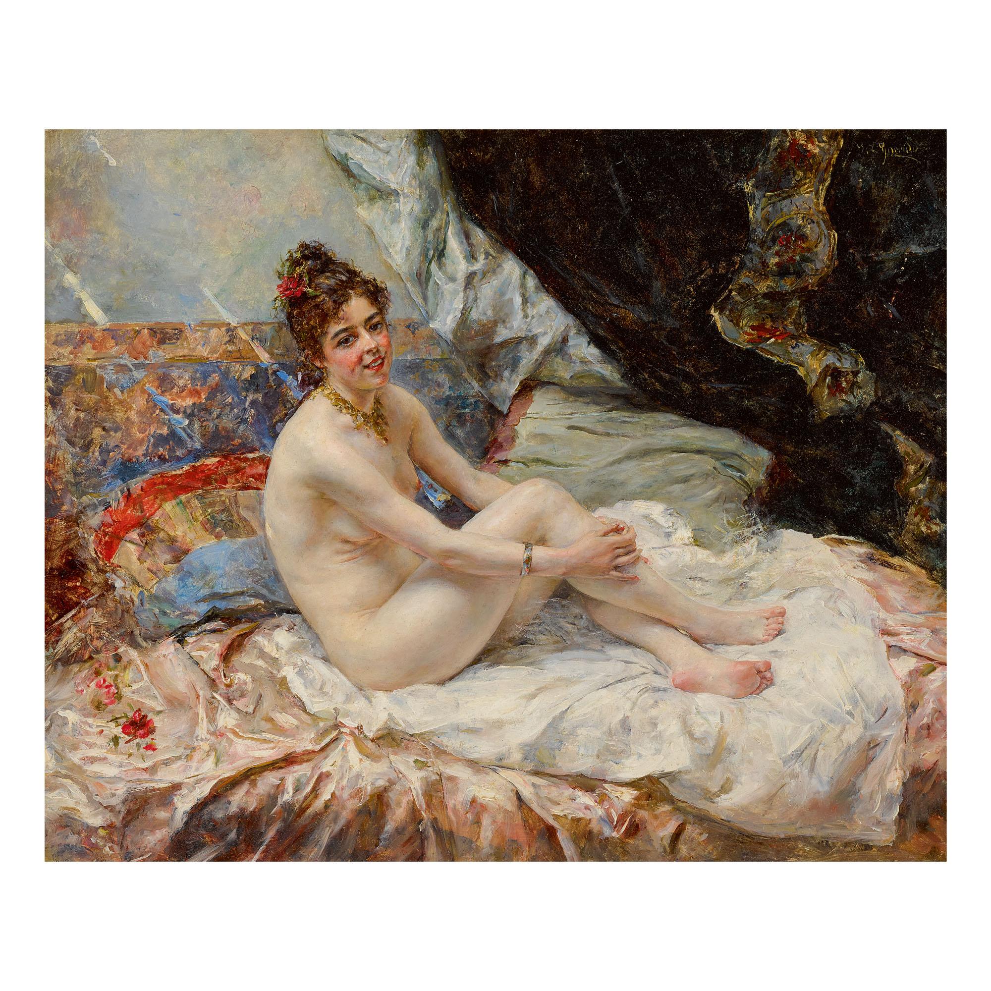 Nude In A Light-Filled Boudoir by Eduardo León Garrido | Art.Salon