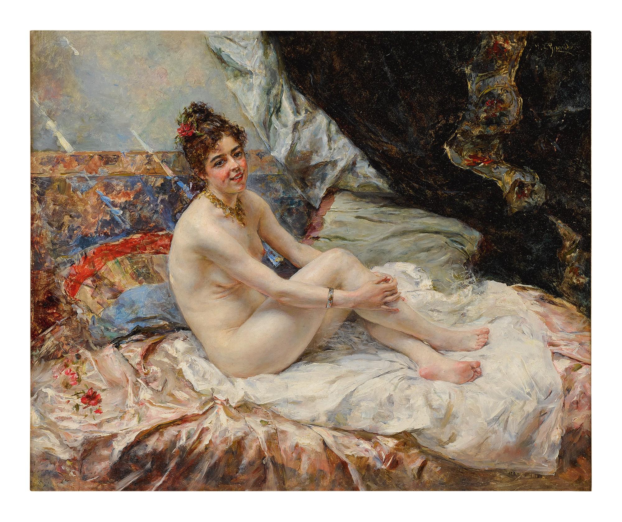 Nude In A Light-Filled Boudoir by Eduardo León Garrido | Art.Salon