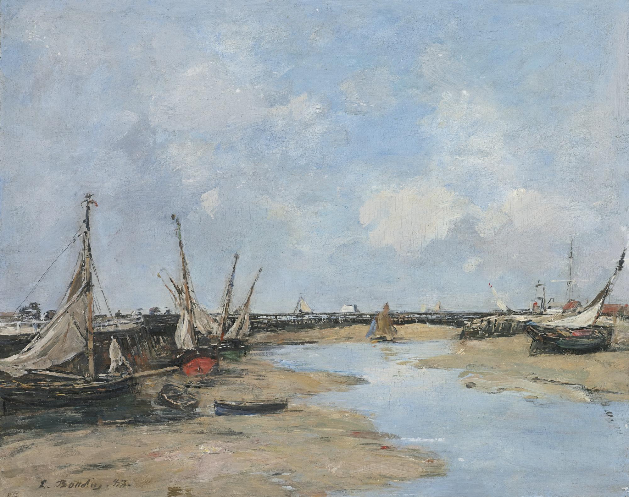 Trouville, Les Jetées, Marée Basse by Eugène Boudin | Art.Salon