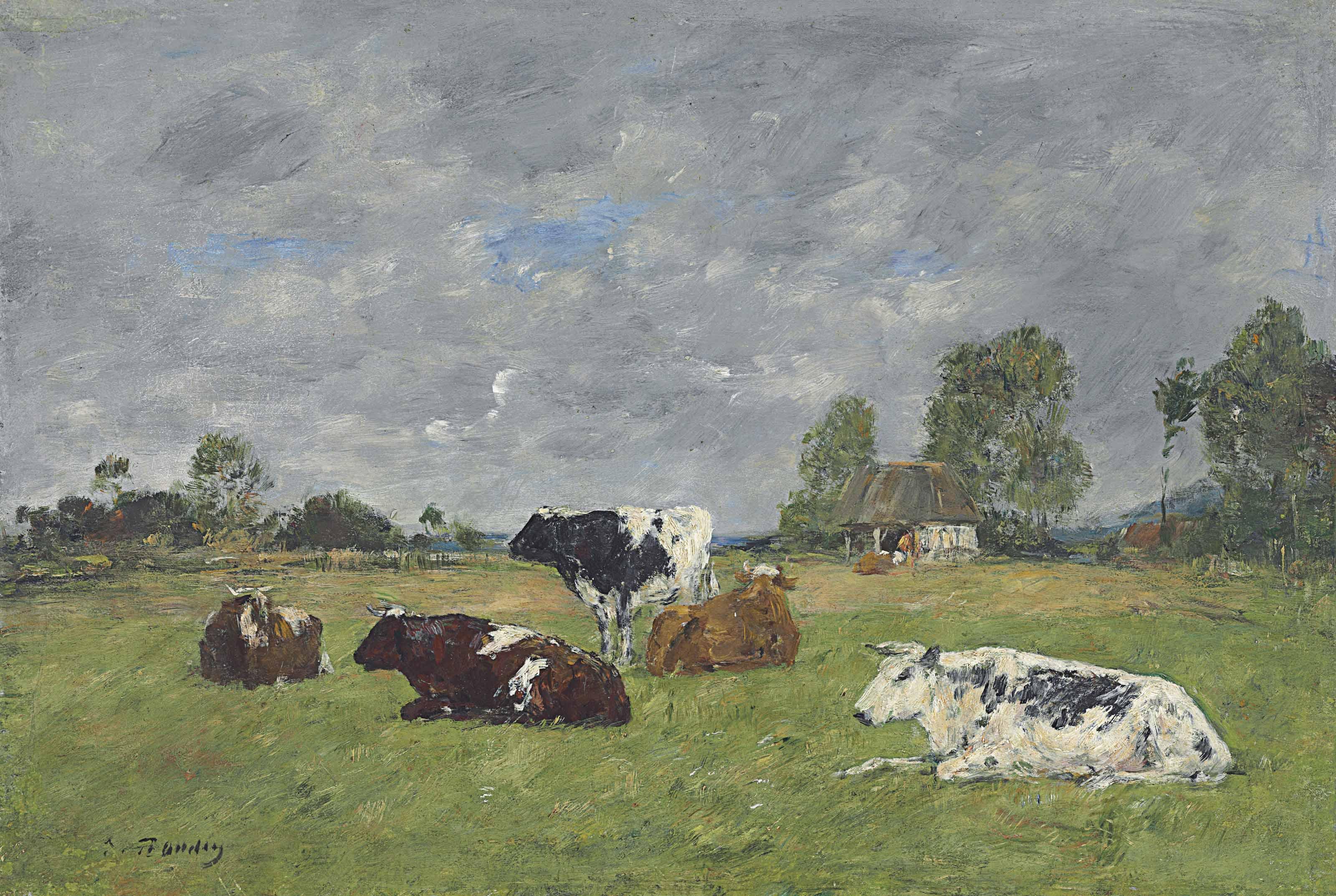 Vaches au pâturage by Eugène Boudin | Art.Salon