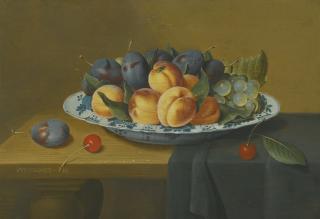 An Elaborate Basket Of Flowers And A Tazza With Grapes, On A Table Top by Jacob  van Hulsdonck