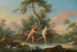 A sacrifice before the Callipygian Venus in a circular temple oil