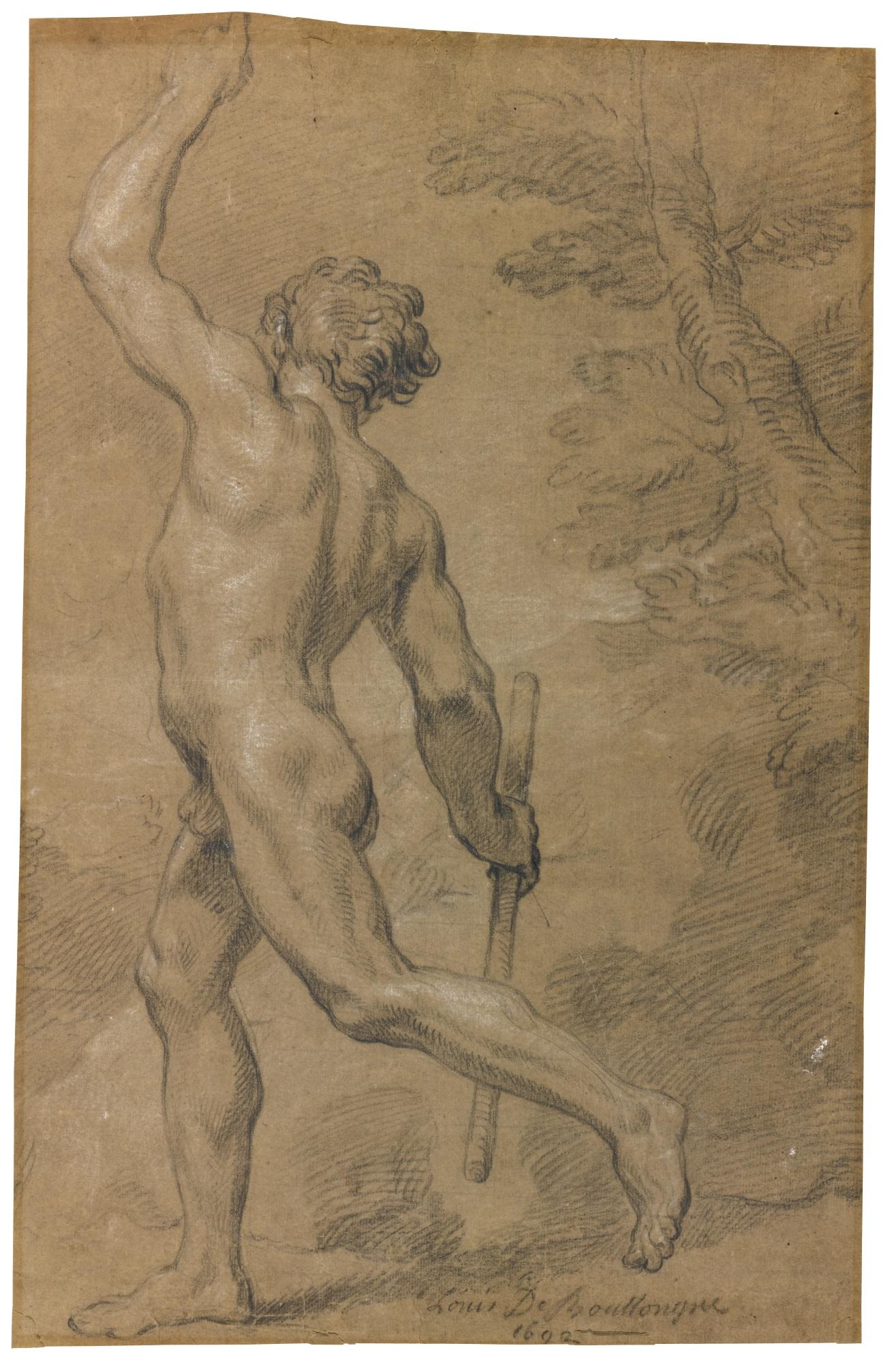 A Nude Man Standing Among Trees by Louis De Boullogne The Younger |  Art.Salon