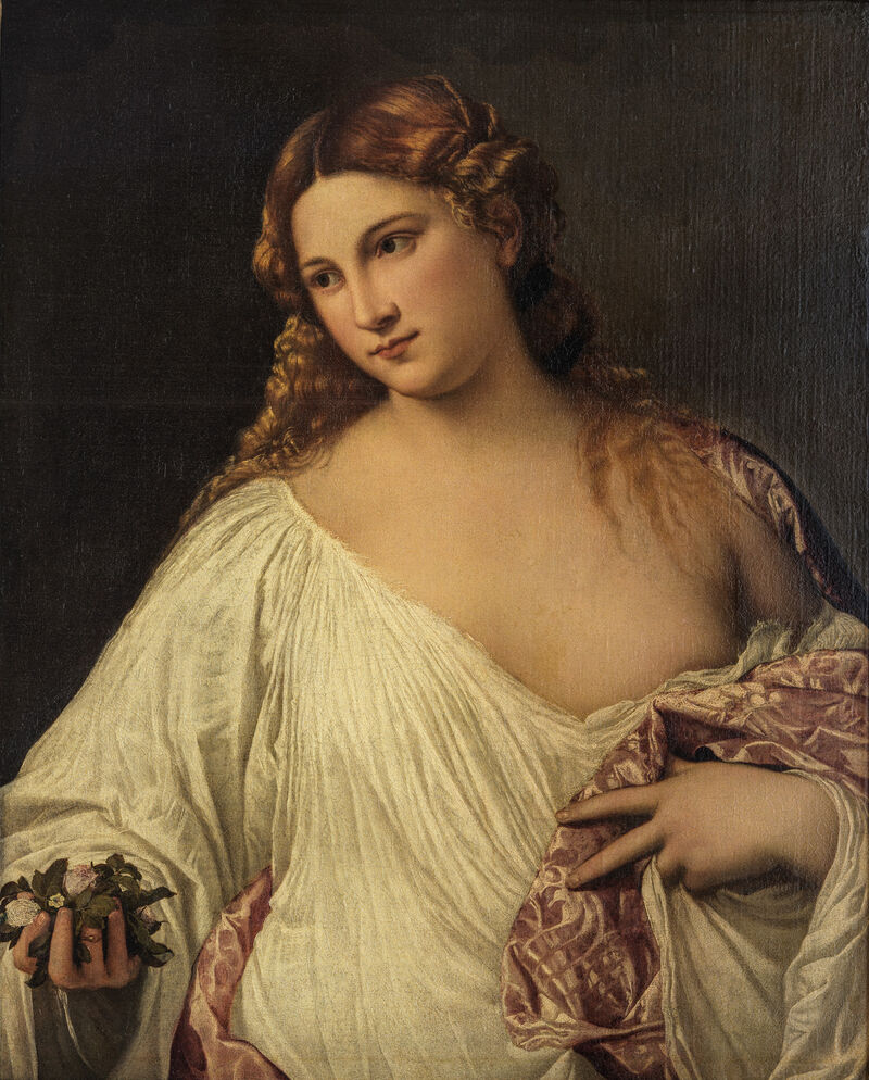 Tizian, Flora, um 1517, Leinwand, 79,7 x 63,5 cm, Gallerie degli Uffizi, Florenz