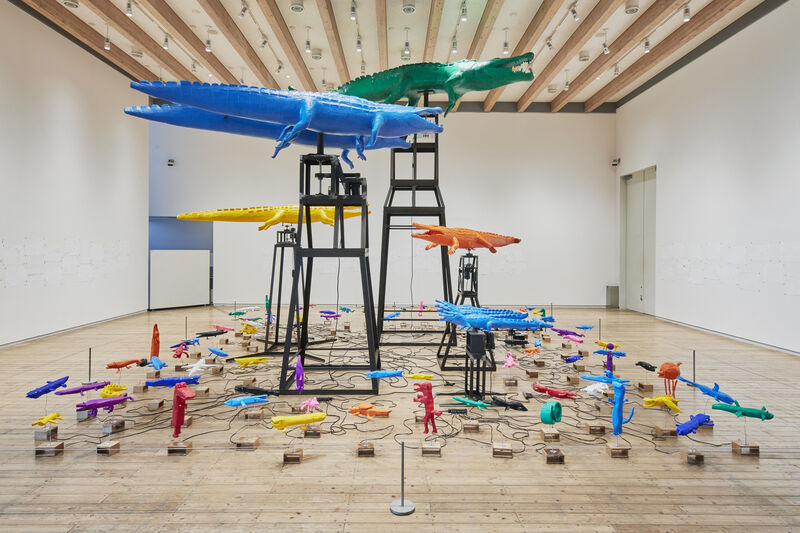 Tamura Satoru meets Kawaguchi Munichipal Maekawahigashi Elementary School, “We Are Spinning Crocodiles”, 2019, ATLIA, Kawaguchi Art Gallery, installation view