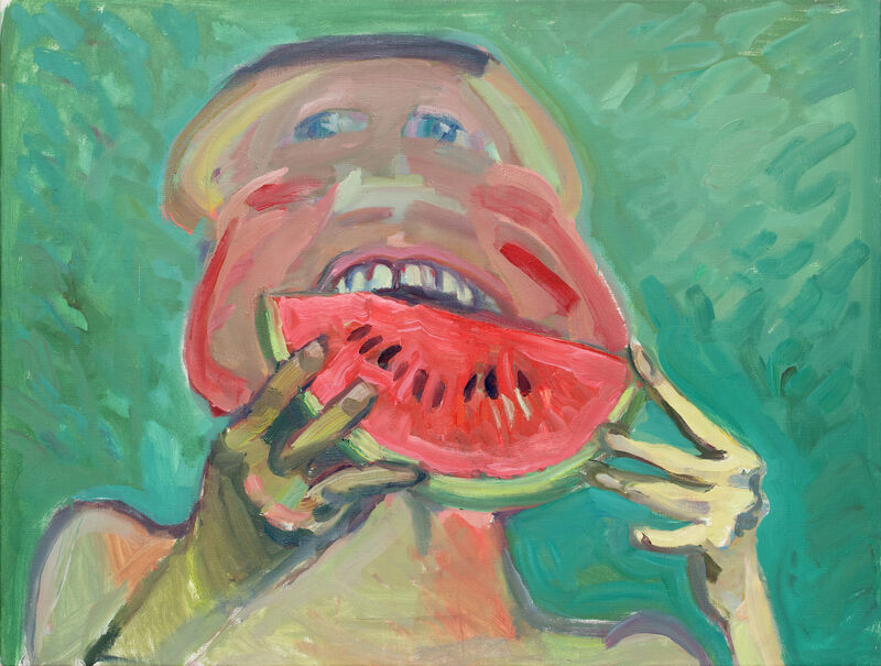 Maria Lassnig Melonenesser 1985 Öl auf Leinwand