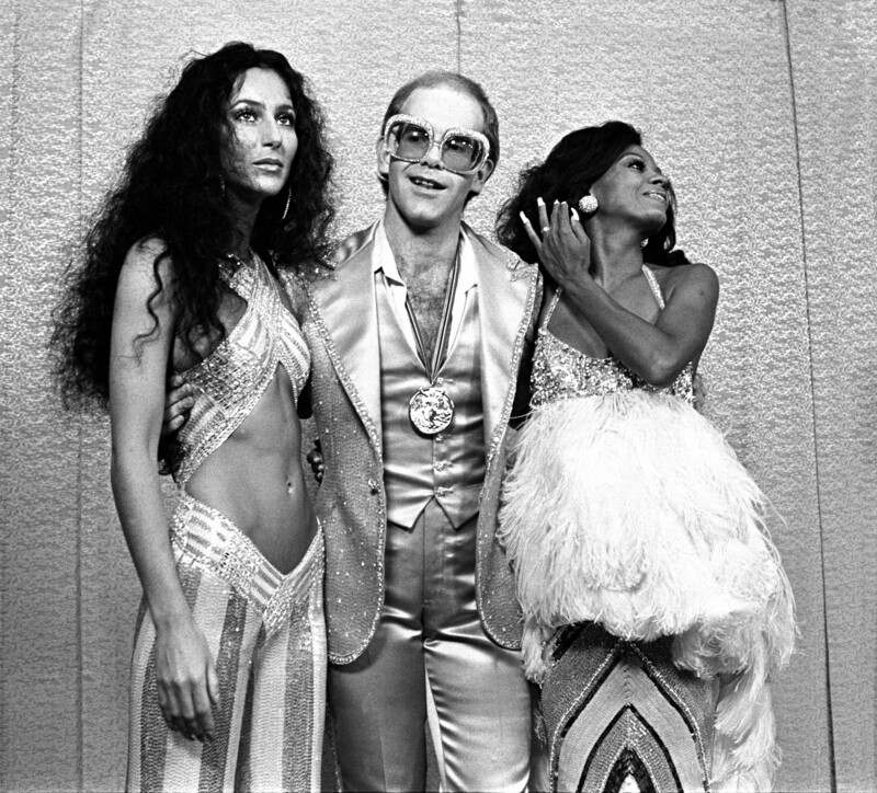 her, Elton John and Diana Ross at Rock Awards Santa Monica Civic Auditorium 1975; Various Locations; Mark Sullivan 70\'s Rock Archive,