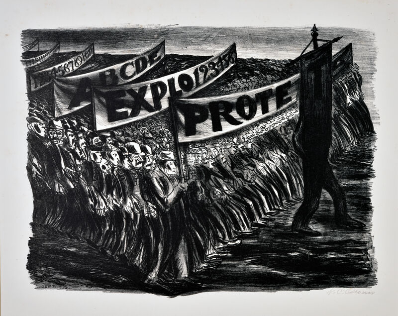 José Clemente Orozco, Protesta (Protest March), 1935, lithograph, edition of 120, 17 7/8 x 22 7/8 inches