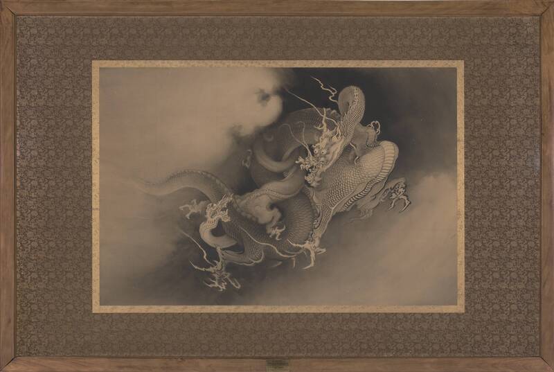 Kano Hōgai, Two Dragons in Clouds, 1885