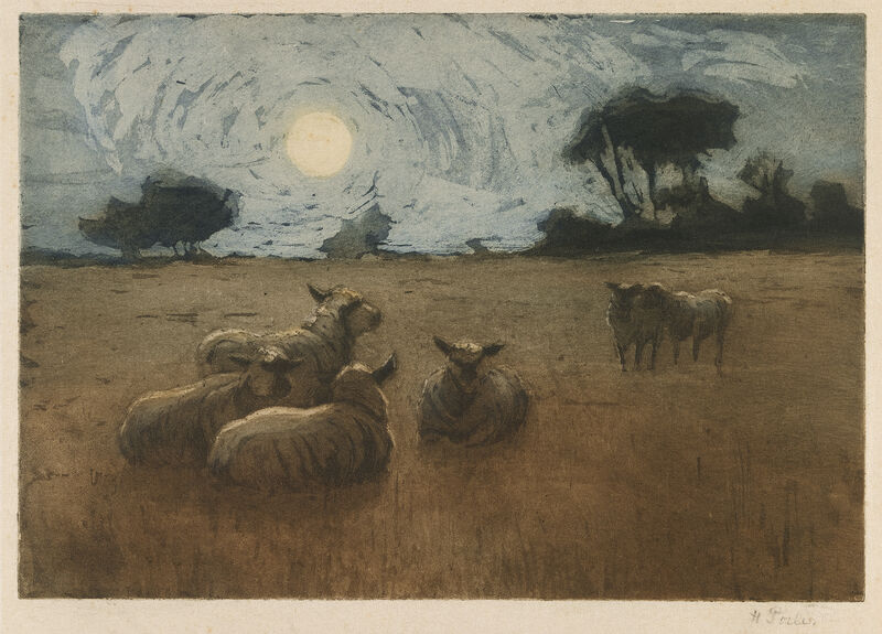 Hilda Porter, Sheep by Moonlight, c.1913