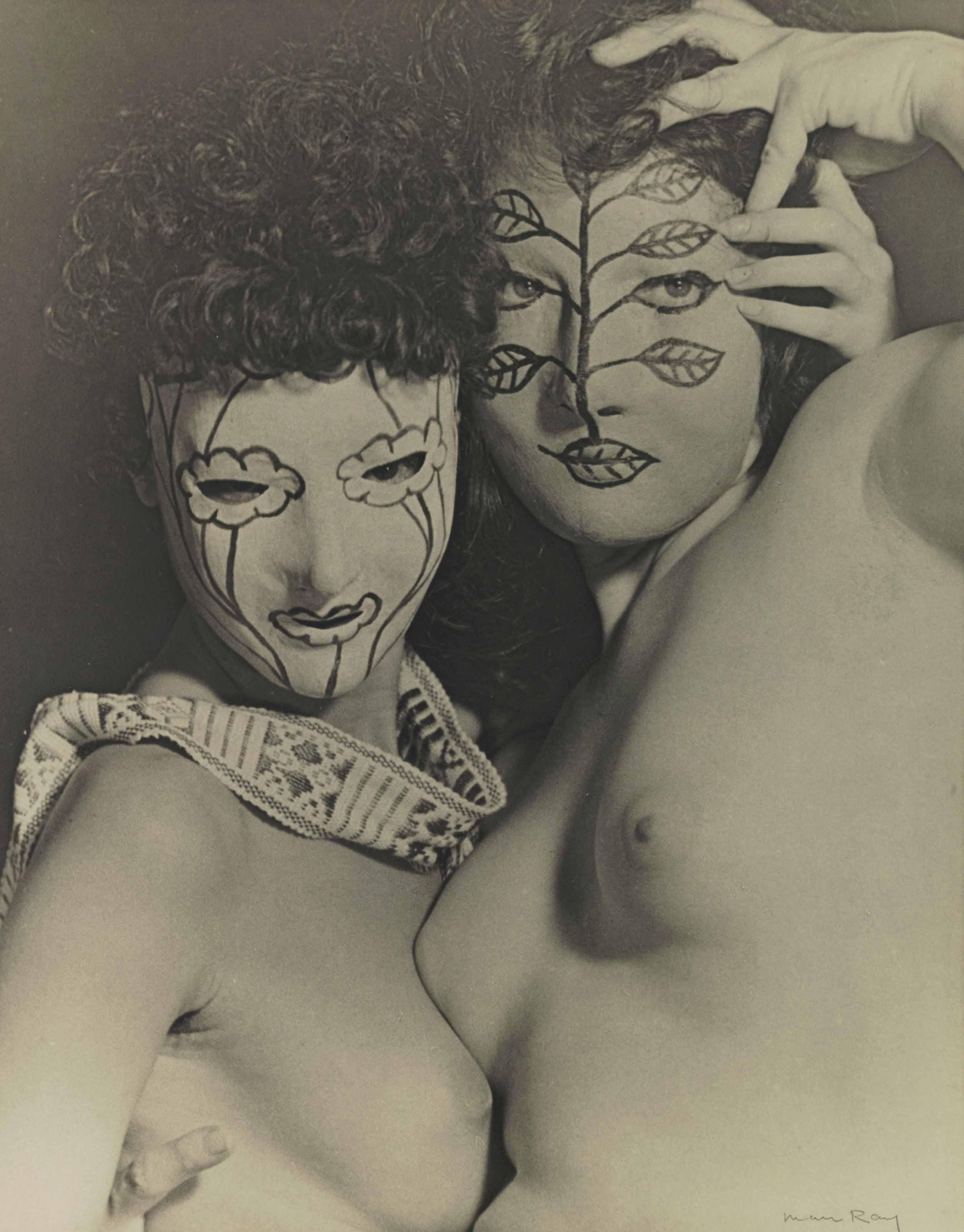 Juliet And Margaret In Masks, Los Angeles, C. 1945 by Man Ray | Art.Salon