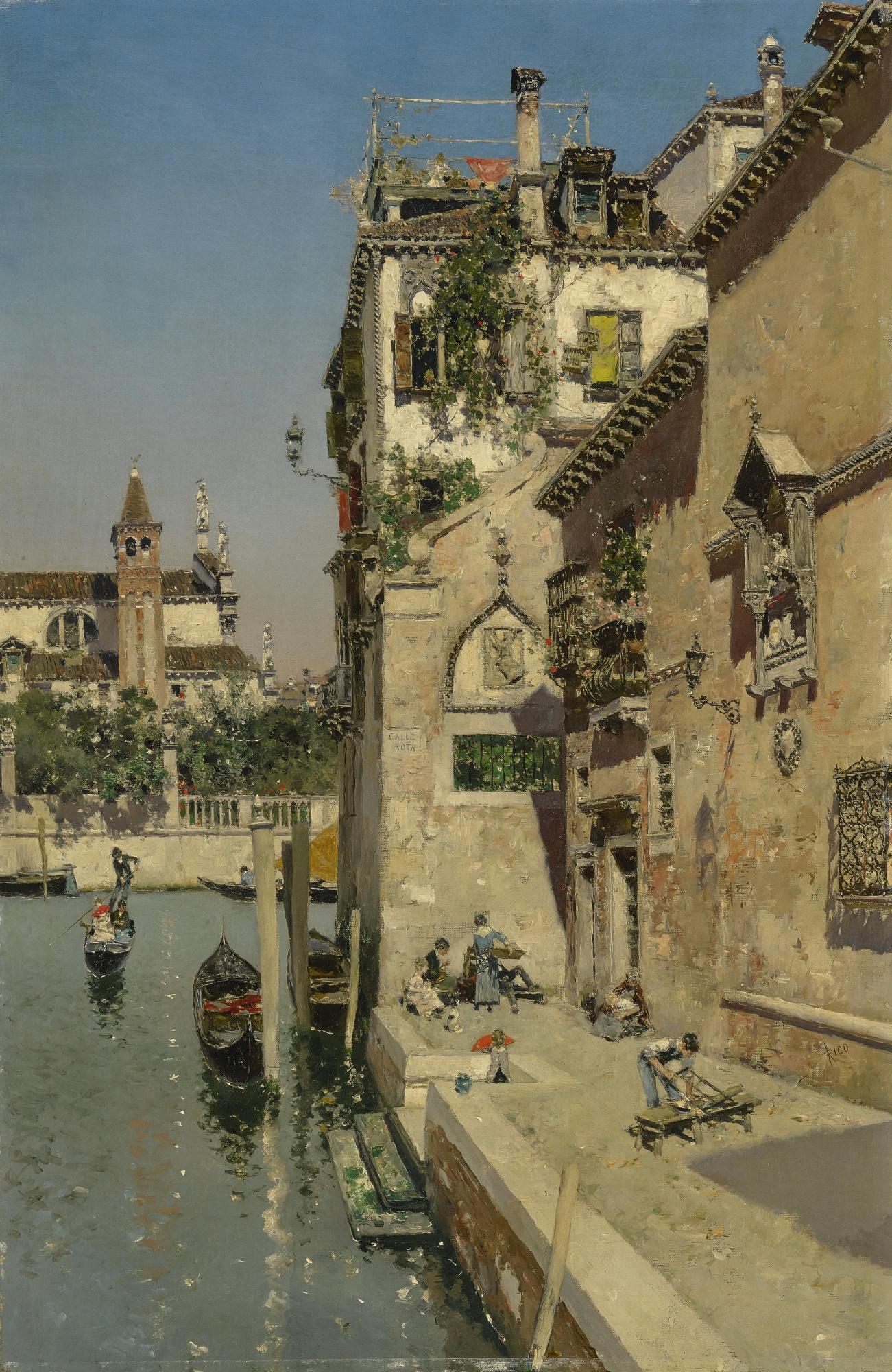 【安い特価】Martin Rico Y Ortega、A Venetian canal、希少画集より、新品額装付、iafa 自然、風景画
