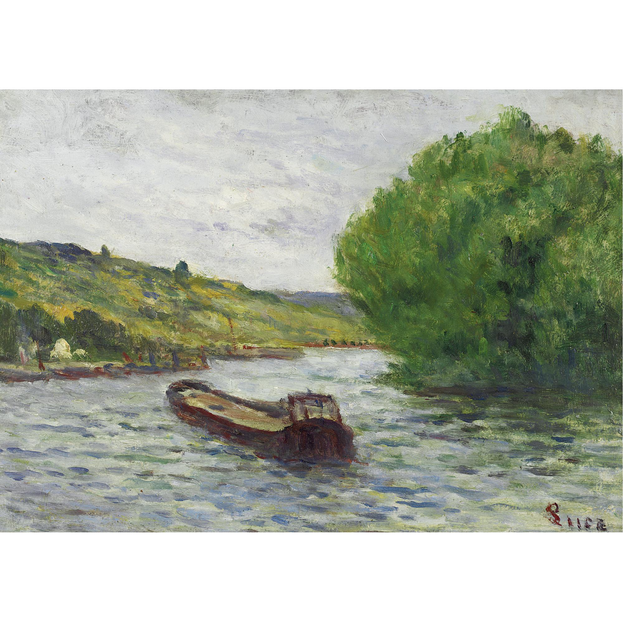 Rolleboise, Péniche Sur La Seine by Maximilien Luce | Art.Salon