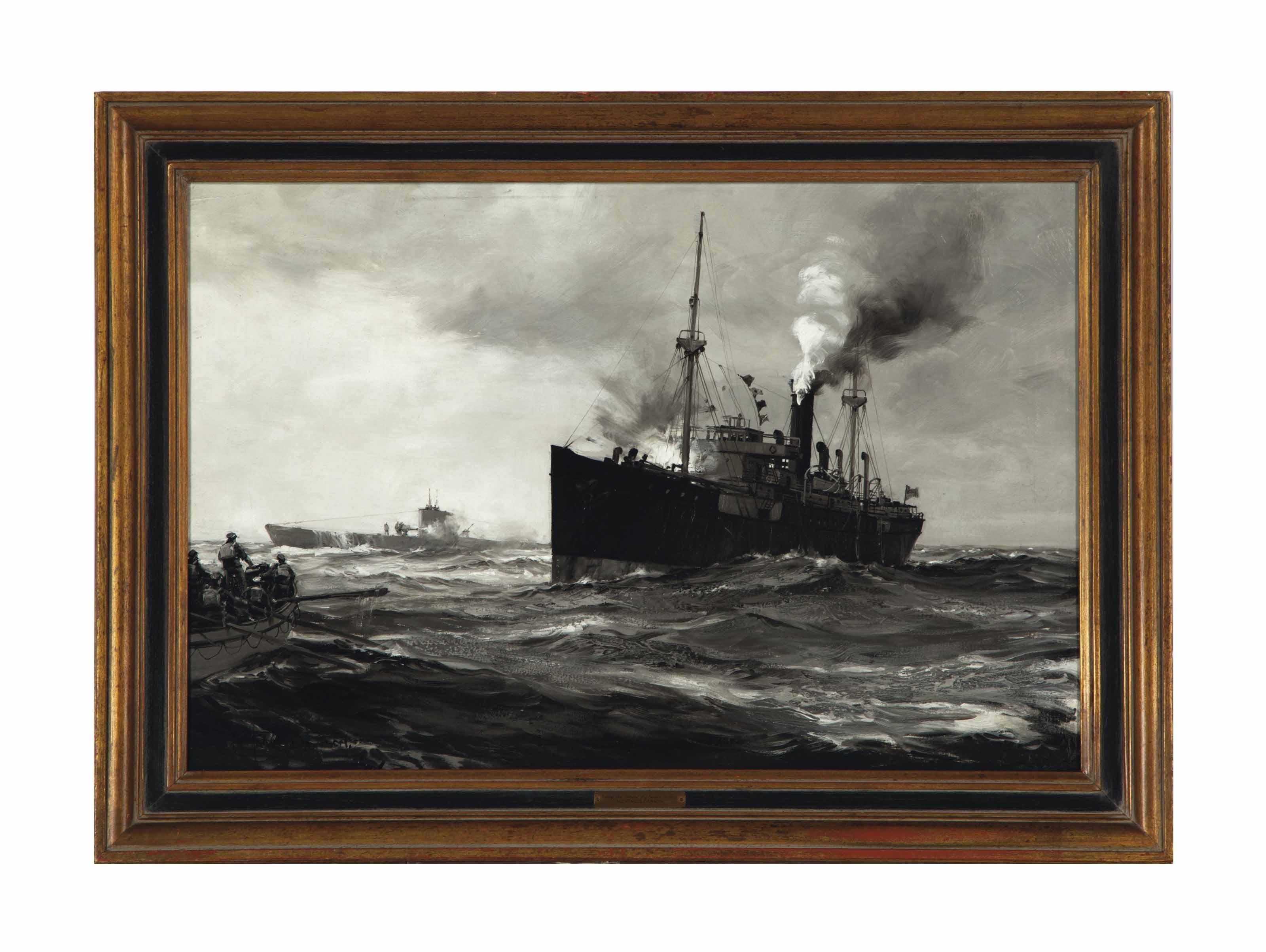 Victory Ship Attacked By German U-boat By Montague Dawson 