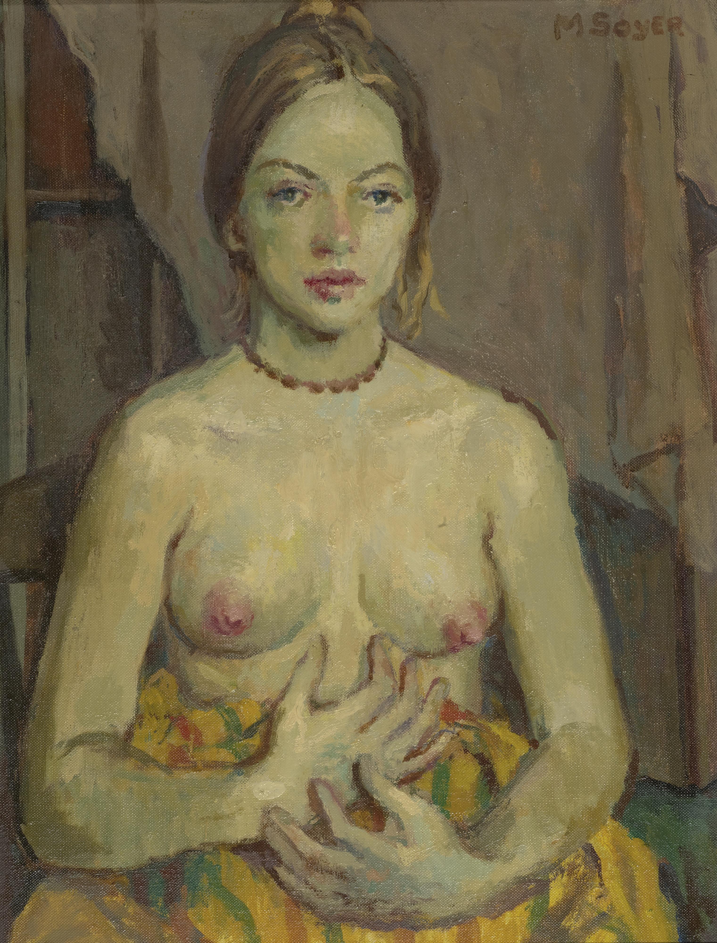 Nude In Brown Necklace by Moses Soyer | Art.Salon