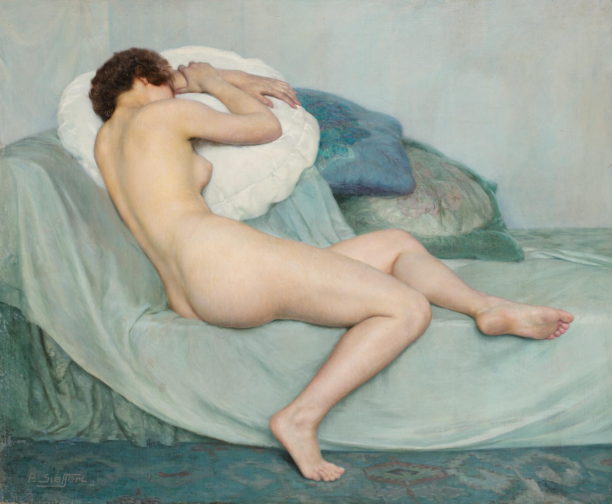 Naked Woman Lying Down Or Blue Dream by Paul Sieffert | Art.Salon