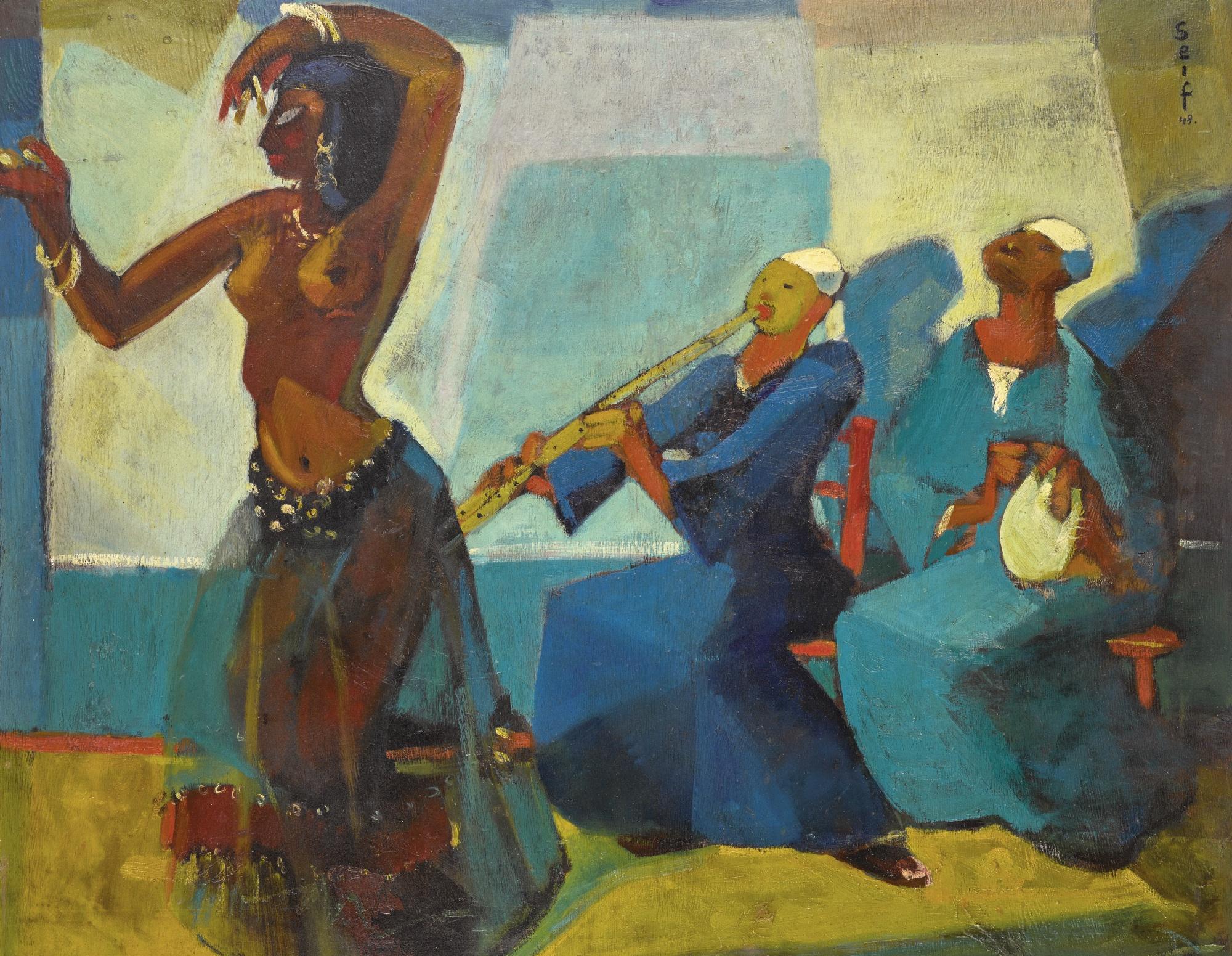 Egyptianuntitled (Dancer With Takht) by Seif Wanly | Art.Salon