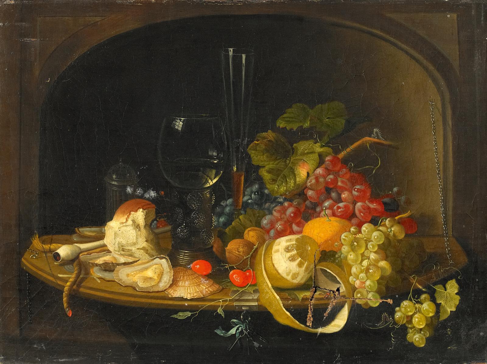 Stillleben mit Obst, Austern und Wein | Art.Salon