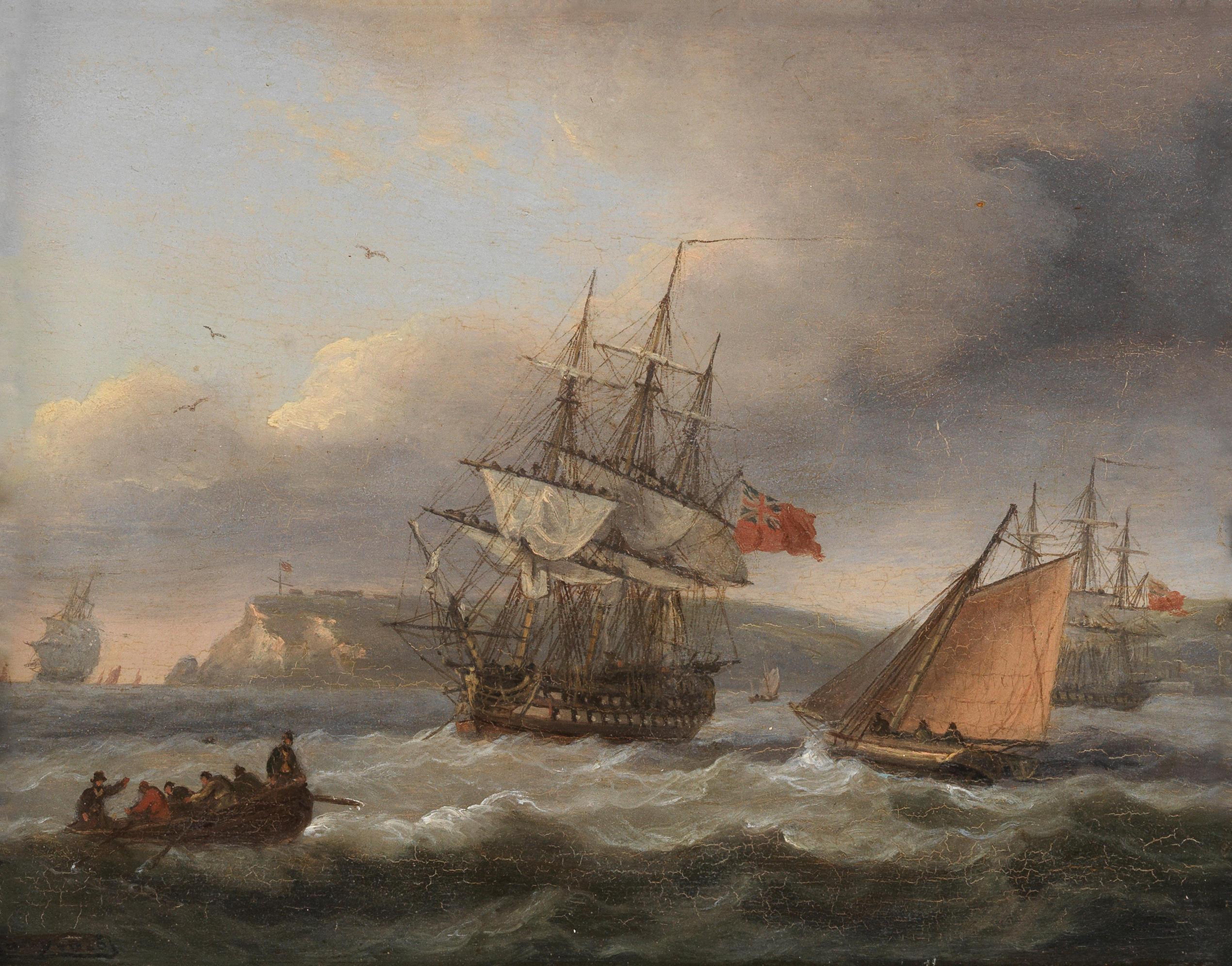 H.M.S. Bellerophon Leaving Torbay With The Defeated Emperor Napoleon ...