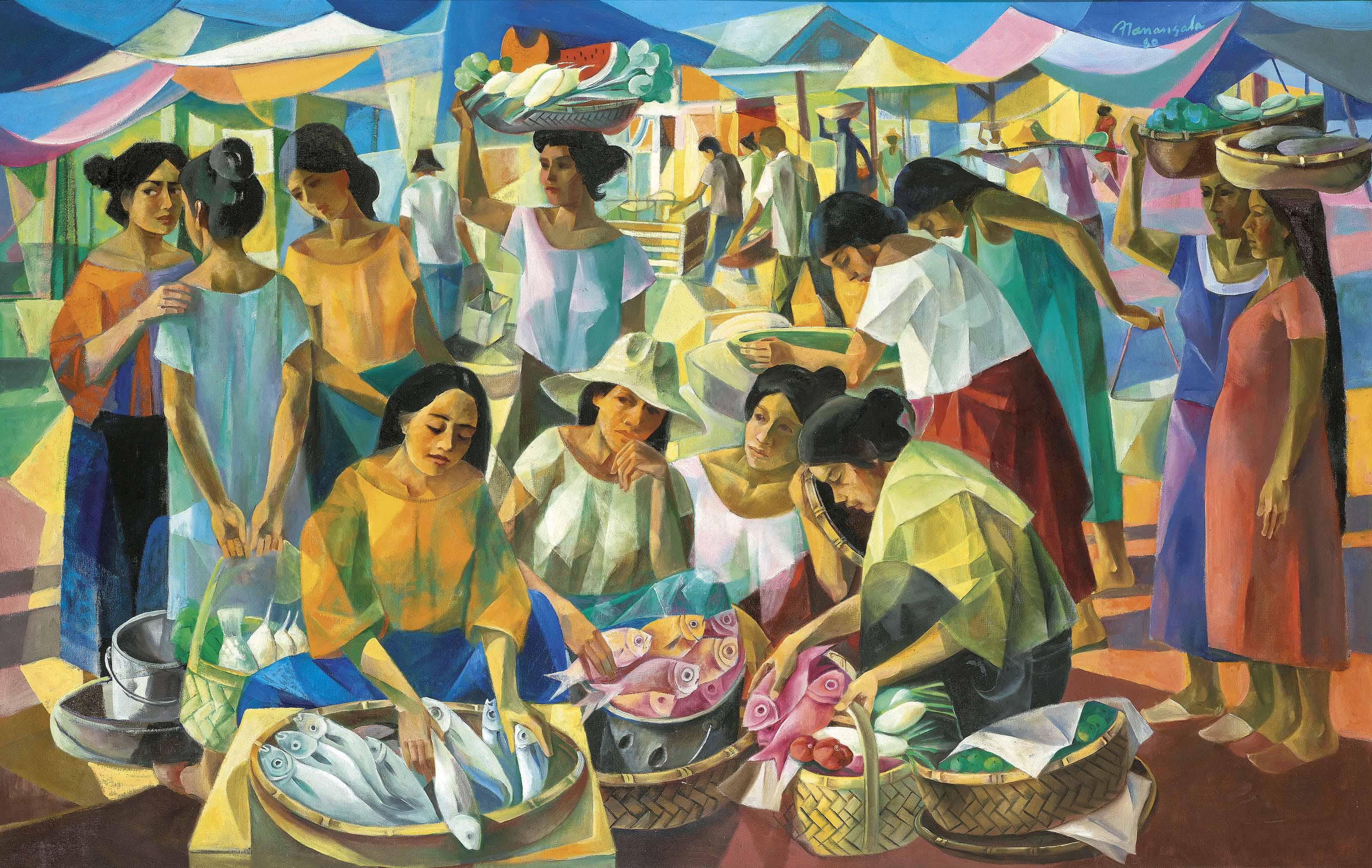 tiangge-market-scene-by-vicente-silva-manansala-art-salon